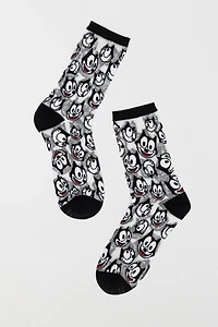 Sock Candy Felix the Cat Faces Shimmer Sheer Sock