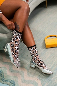 Sock Candy Felix the Cat Faces Shimmer Sheer Sock