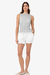 Amy Lynn Cora Polka Dot Smocked Lattuice Top