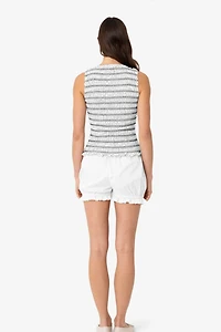 Amy Lynn Cora Polka Dot Smocked Lattuice Top