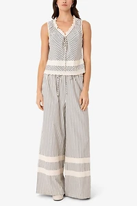 Amy Lynn Anais Stripe Cotton Broderie Frill Top