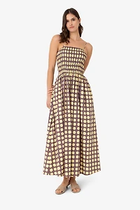 Amy Lynn Darcy Polka Dot Smocked Midi Dress