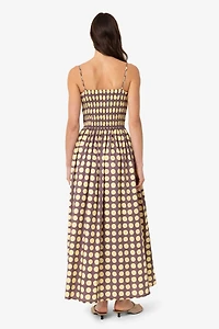 Amy Lynn Darcy Polka Dot Smocked Midi Dress