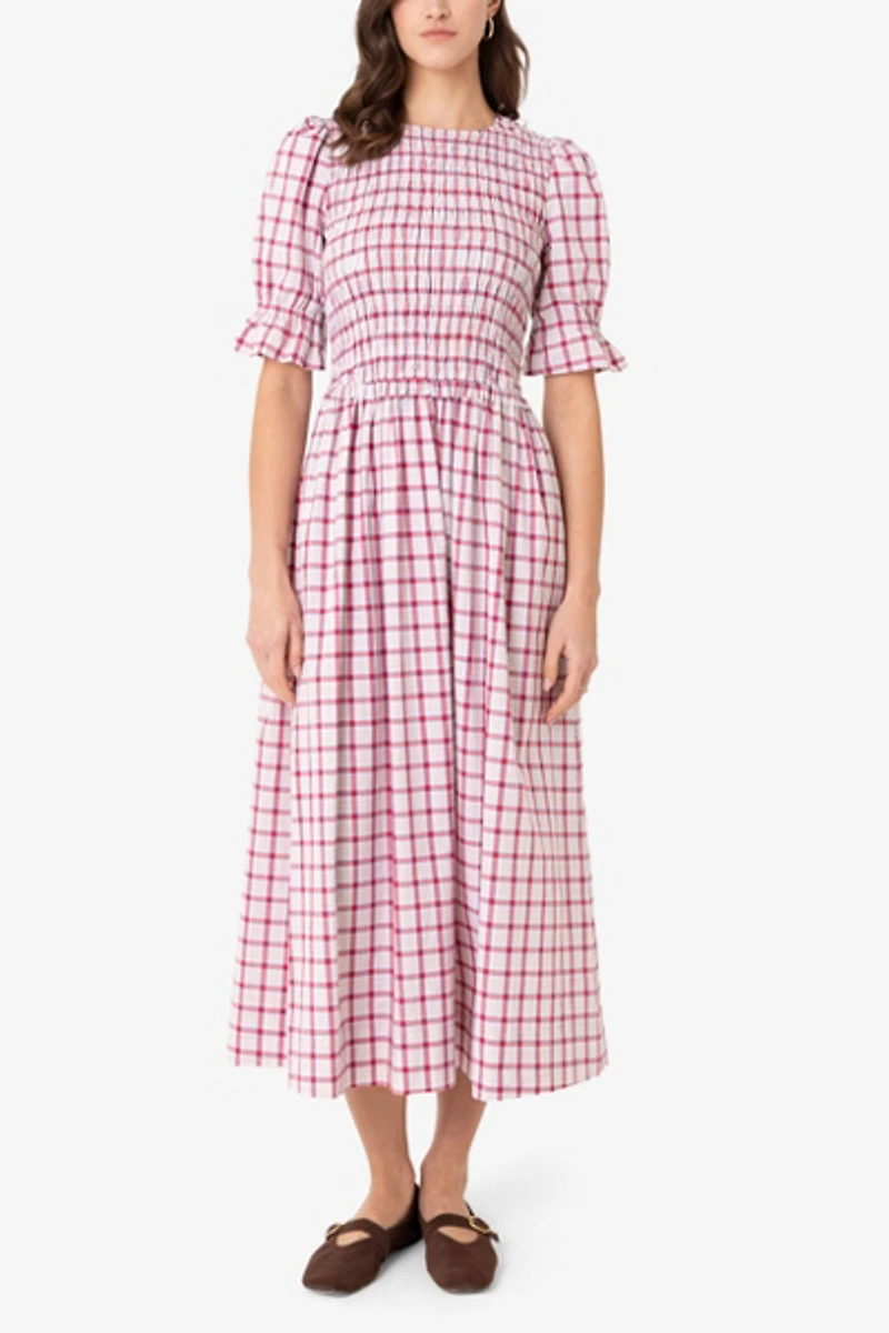 Amy Lynn Imogen Cotton Window Pane check Midaxi Dress