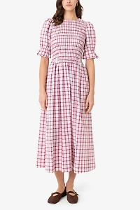 Amy Lynn Imogen Cotton  Window Pane check Midaxi Dress