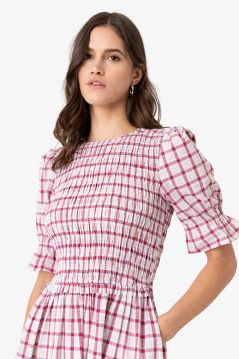 Amy Lynn Imogen Cotton Window Pane check Midaxi Dress