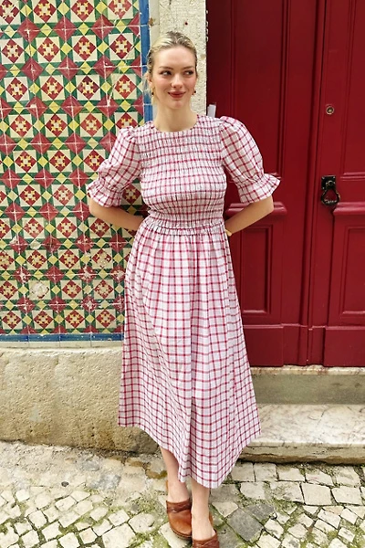 Amy Lynn Imogen Cotton Window Pane check Midaxi Dress