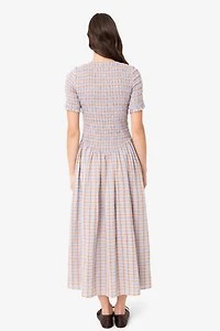 Amy Lynn Beatrix Pure Cotton Smocked Plaid Midi Dress