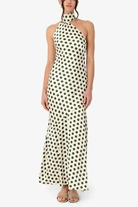 Amy Lynn Baia Polka Dot Satin Halter Dress