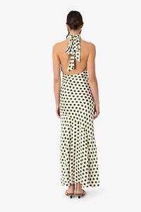Amy Lynn Baia Polka Dot Satin Halter Dress