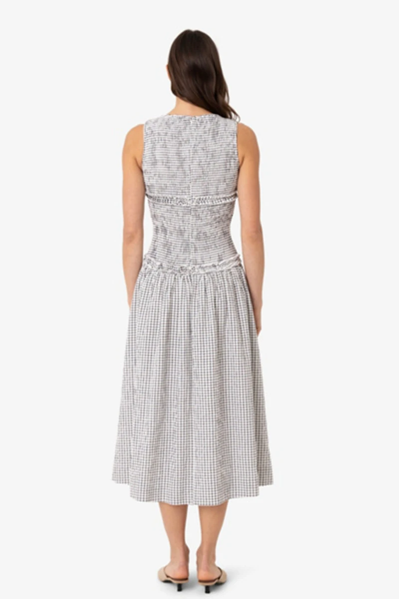 Amy Lynn Posey Gingham Cotton Smocked Midi Dress