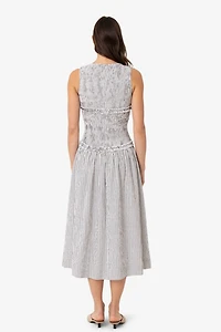 Amy Lynn Posey Gingham Cotton Smocked Midi Dress