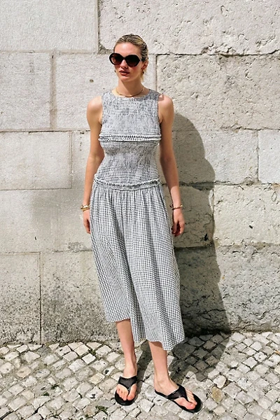 Amy Lynn Posey Gingham Cotton Smocked Midi Dress