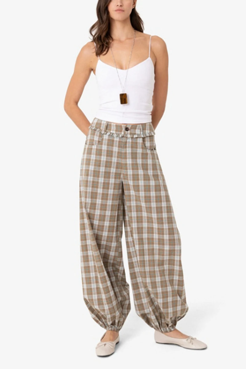 Amy Lynn Esme Check Cotton Balloon Trousers