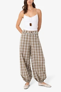 Amy Lynn Esme Check Cotton Balloon Trousers
