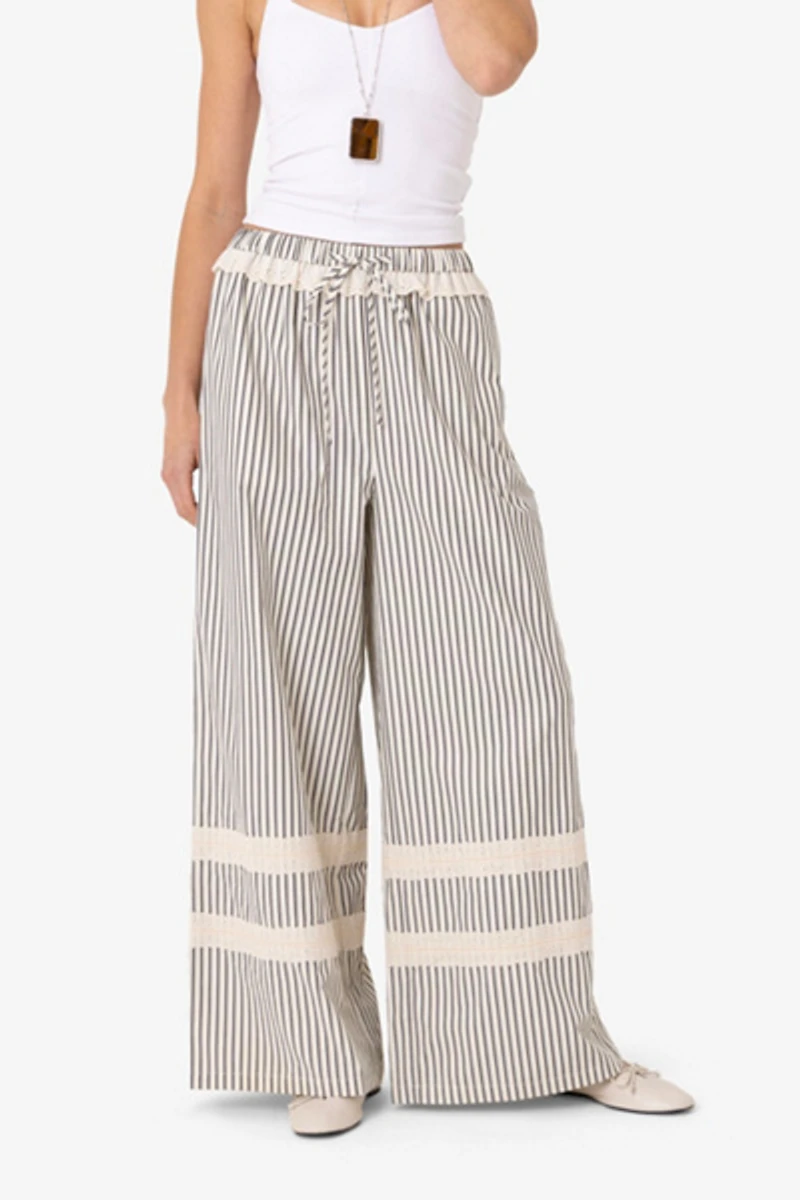 Amy Lynn Sloane Stripe Cotton Wide Leg Trousers