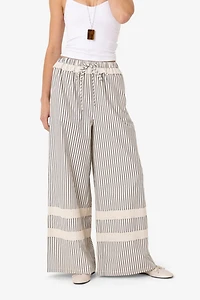 Amy Lynn Sloane Stripe Cotton Wide Leg Trousers