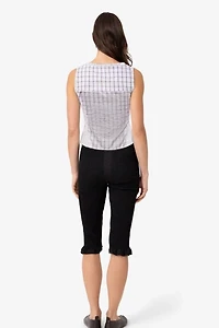 Amy Lynn Brittany Multi Check Cotton Blend Frill Top