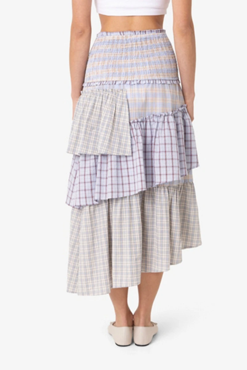 Amy Lynn Thea Multi Check Cotton Smocked Tiered Skirt