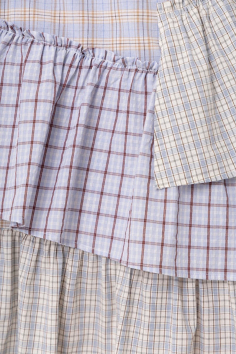 Amy Lynn Thea Multi Check Cotton Smocked Tiered Skirt