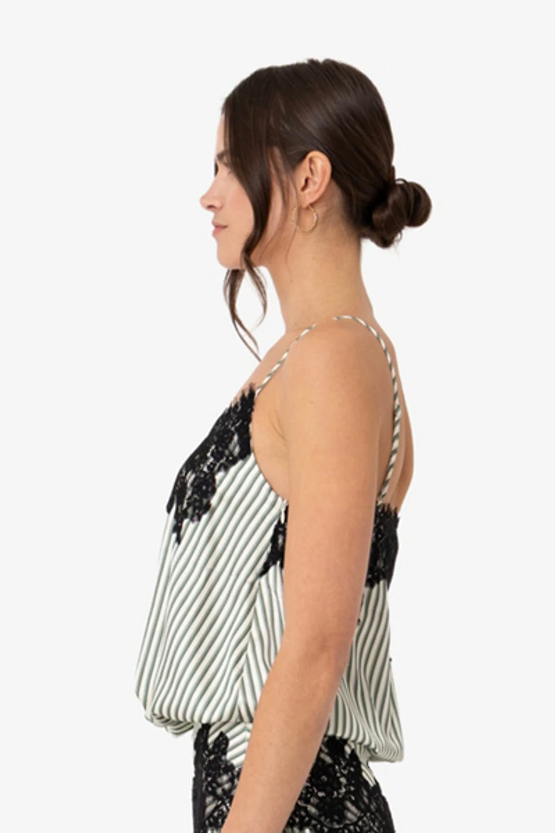 Amy Lynn Sienna Stripe Satin Lace Top