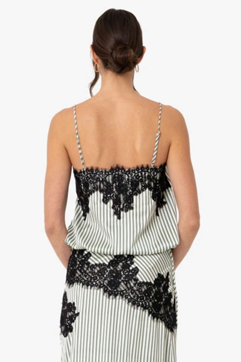 Amy Lynn Sienna Stripe Satin Lace Top