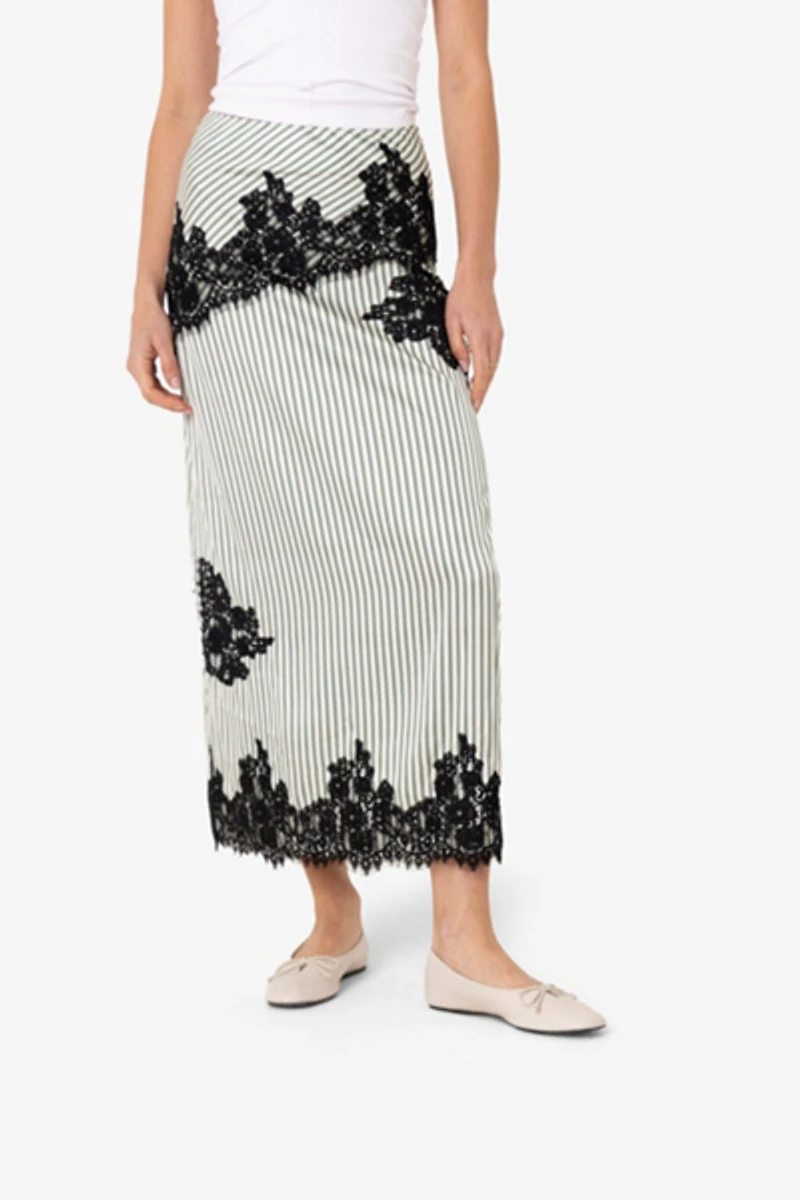 Amy Lynn Verona Polka Dot Satin Midi Skirt