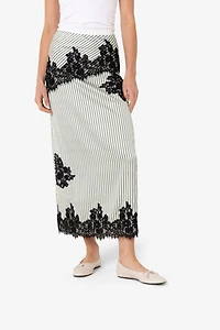 Amy Lynn Verona Polka Dot Satin Midi Skirt