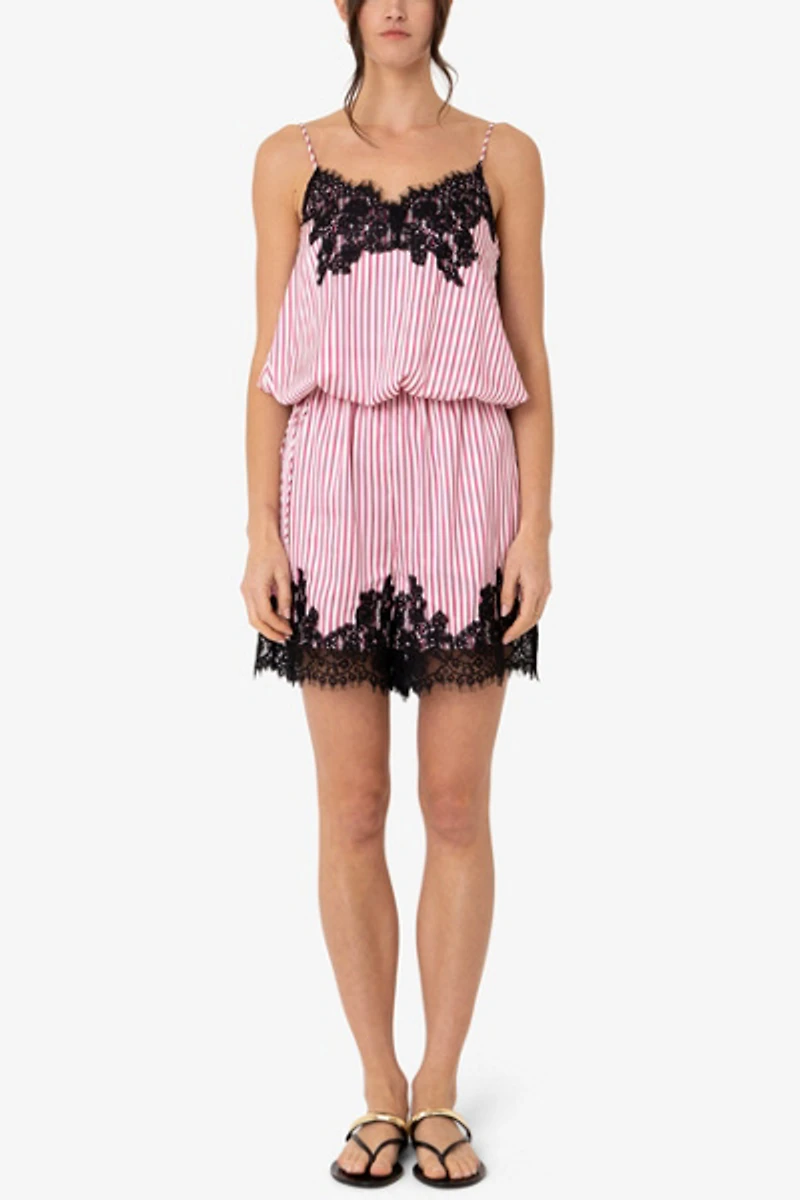 Amy Lynn Palma Satin Lace Playsuit