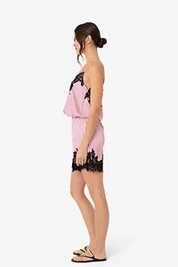 Amy Lynn Palma Satin Lace Playsuit