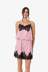 Amy Lynn Palma Satin Lace Playsuit