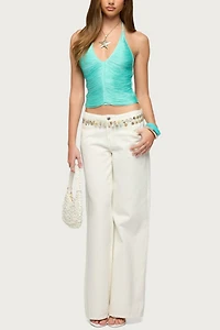 Edikted Bree Fringed Backless Halter Top