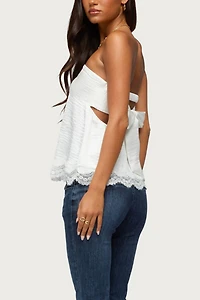 Edikted Netta Lacey Strapless Satin Effect Top
