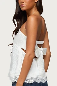 Edikted Netta Lacey Strapless Satin Effect Top