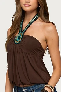 Edikted Polie Beaded Bubble Jersey Halter Top
