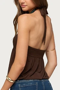 Edikted Polie Beaded Bubble Jersey Halter Top