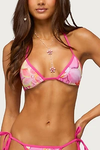 Edikted Hanai Floral Rhinstone Triangle Bikini Top