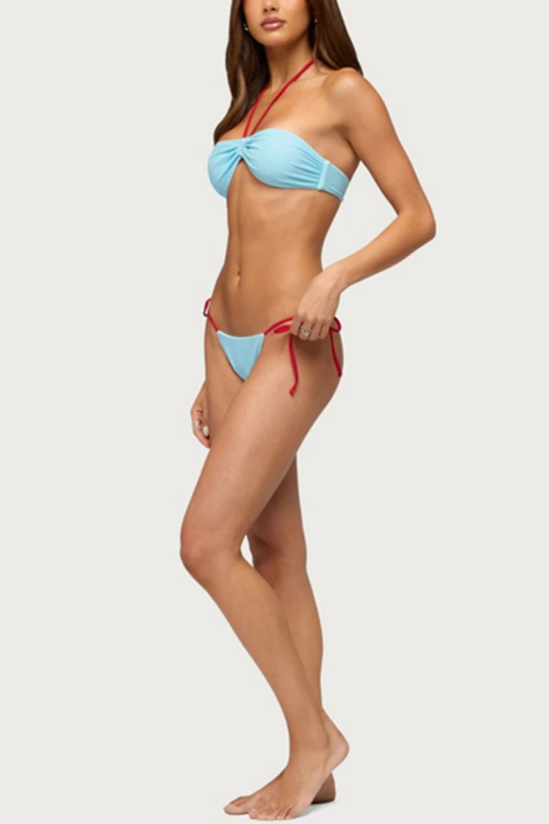 Edikted Leni Contrast String Bikini Bottom