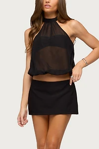 Edikted Sheer Built Bra Bubble Top