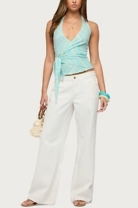Edikted Aquarelle Striped Wrap Halter Top
