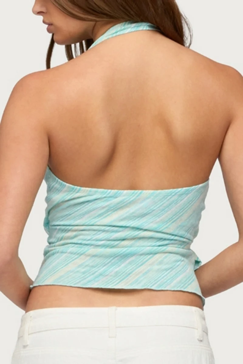Edikted Aquarelle Striped Wrap Halter Top