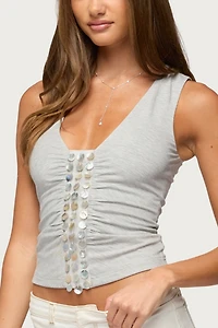 Edikted Milou Iridescent Charm Tank Top