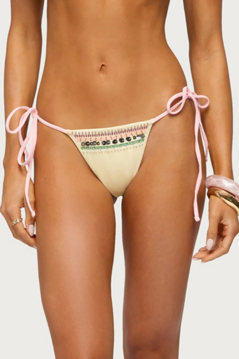 Edikted Tarah Beaded String Bikini Bottom