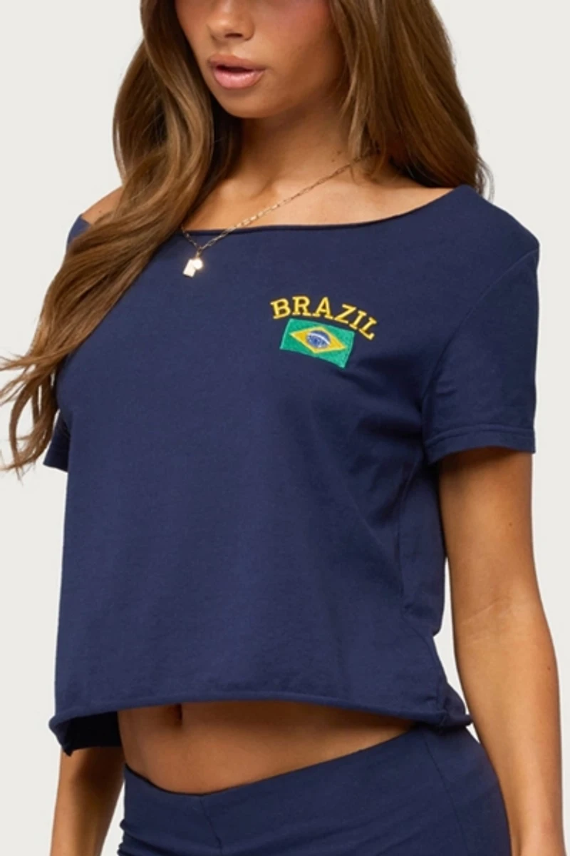 Edikted Brazilian Babe Off Shoulder T Shirt