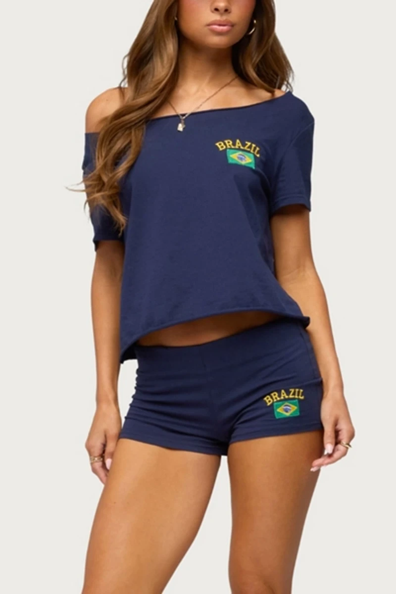 Edikted Brazilian Babe Off Shoulder T Shirt