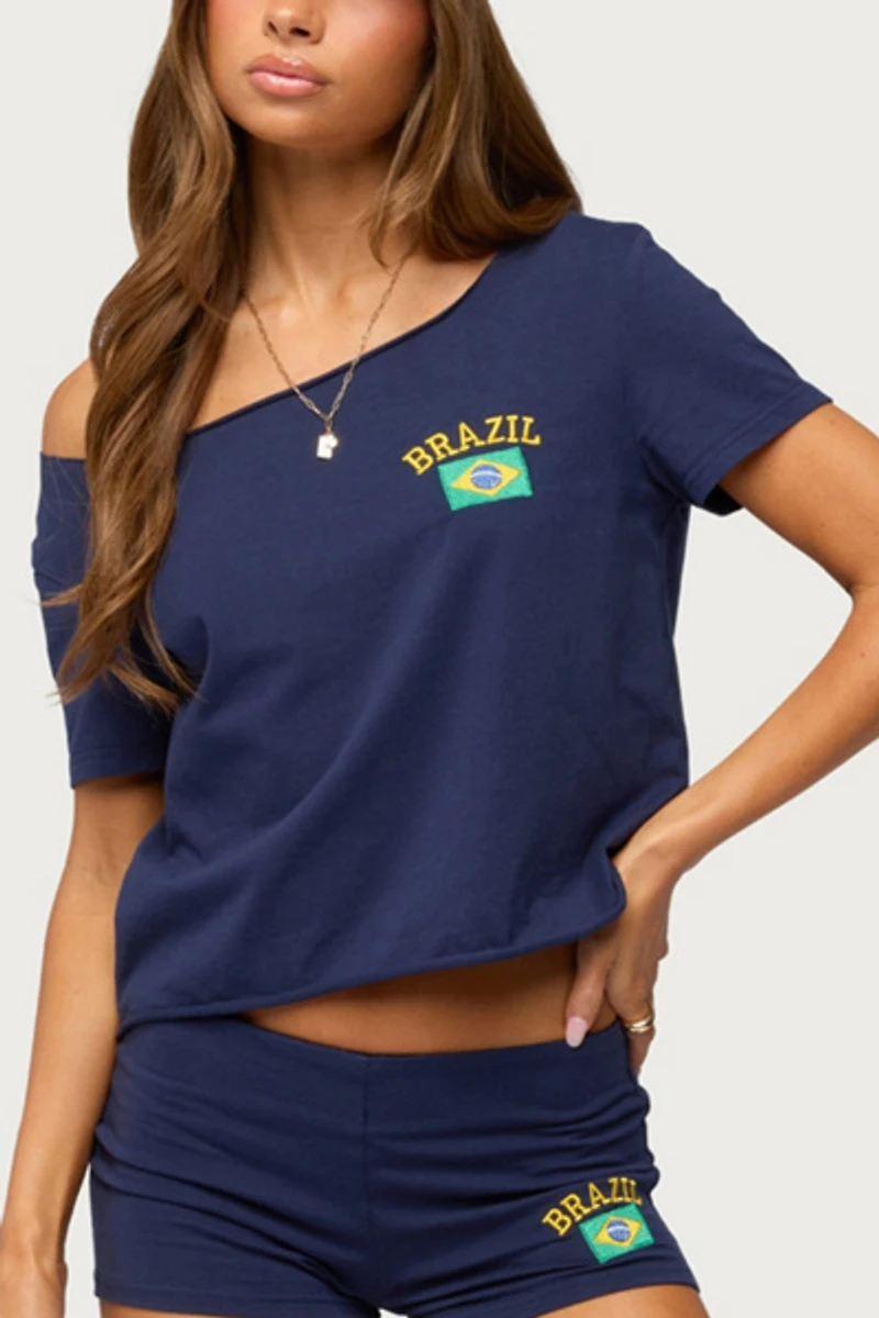 Edikted Brazilian Babe Off Shoulder T Shirt