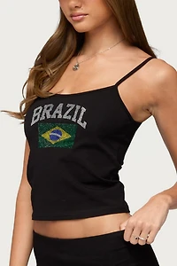 Edikted Brazil Rhinestone Tank Top