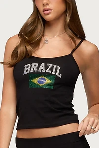 Edikted Brazil Rhinestone Tank Top