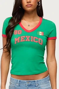 Edikted Mexico 08 V Neck T Shirt