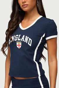 Edikted England Girl V Neck T Shirt